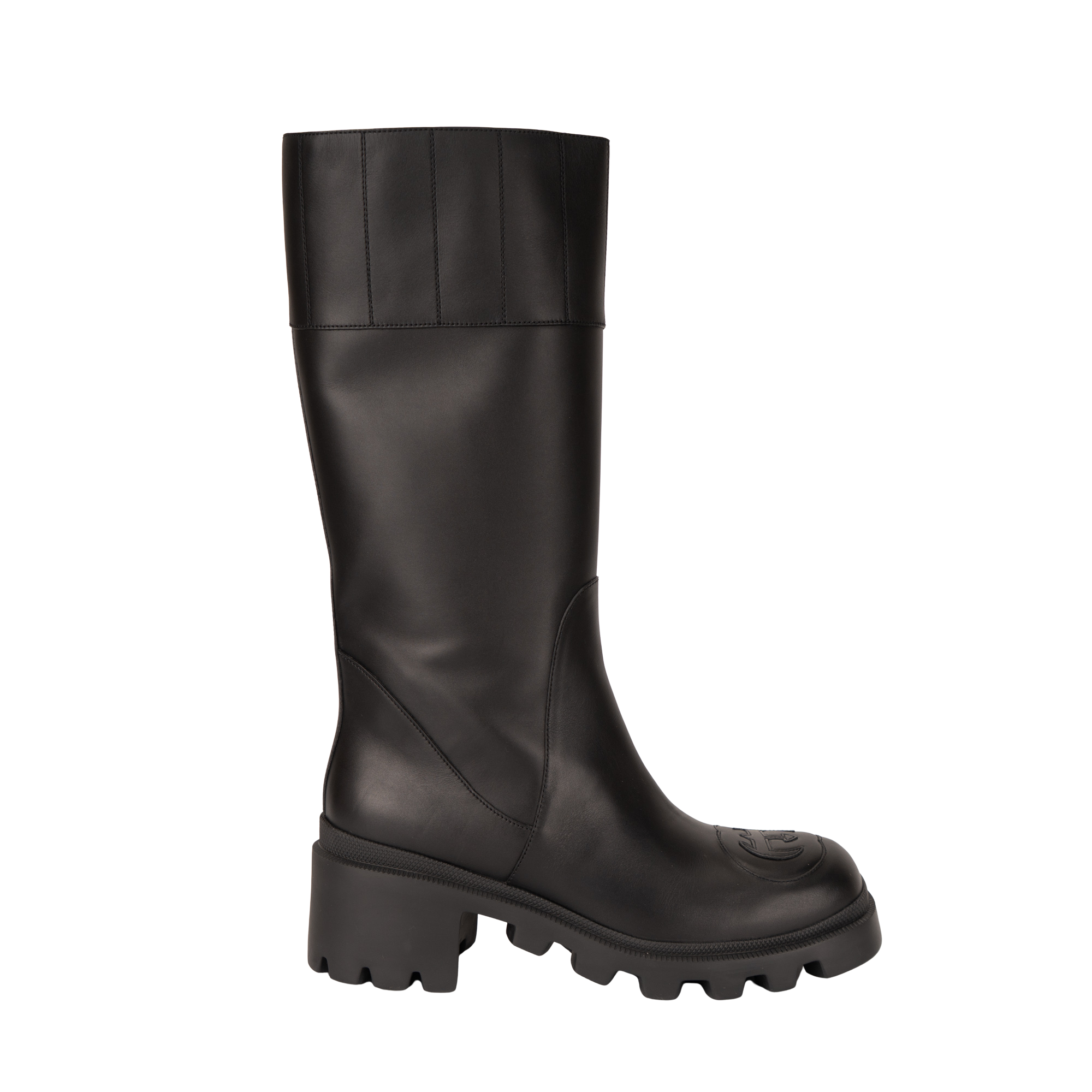 Gucci Interlocking G Lifford High Boots Black Leather Women US 10