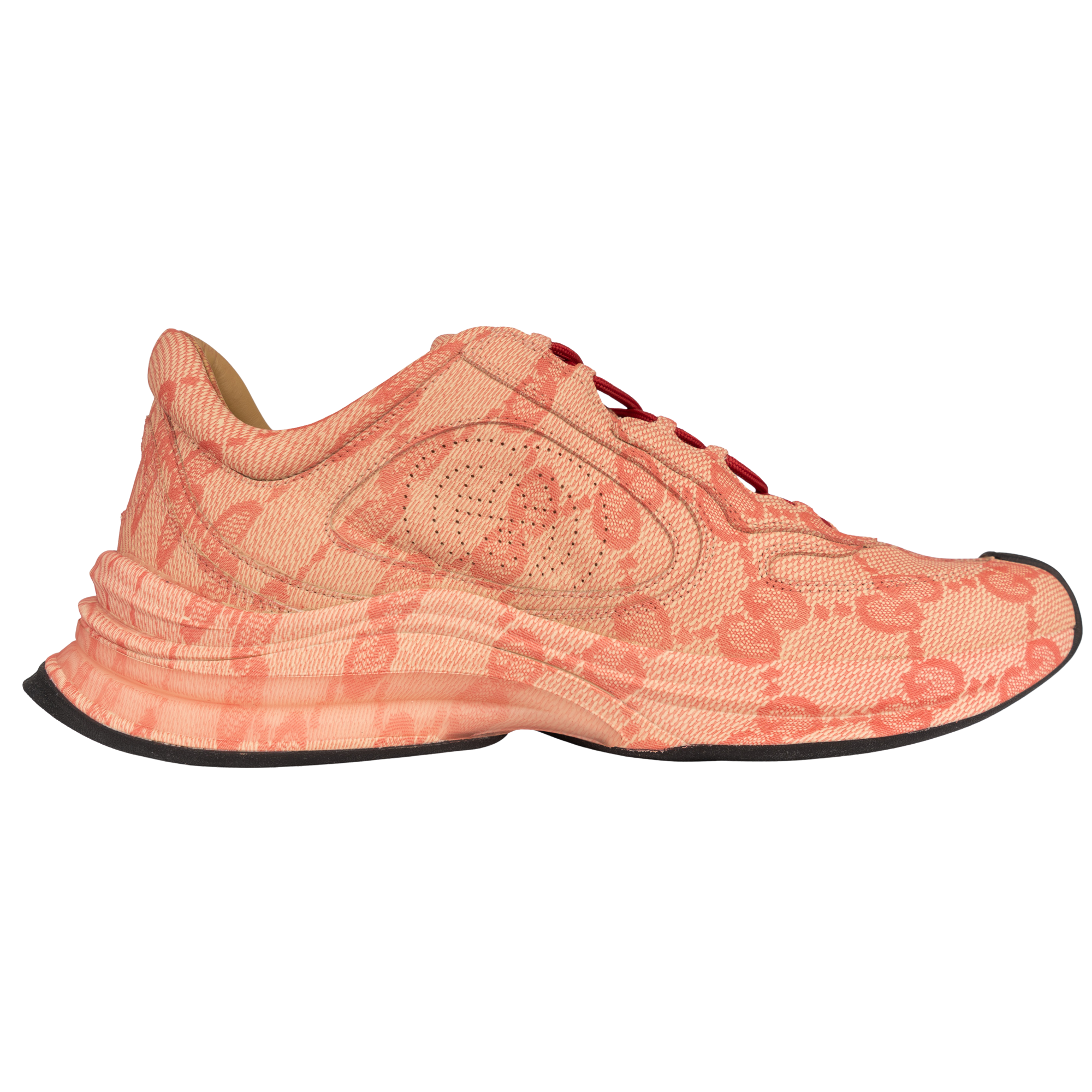Gucci Run Technical Sneaker Fabric Beige Hibiscus Red Women US 9