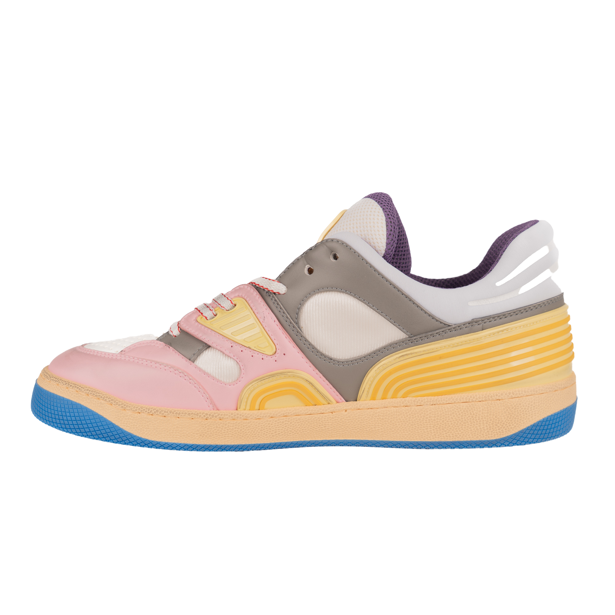 Gucci Basket Low-Top Sneaker Faux Leather Multicolor Women US 10.5